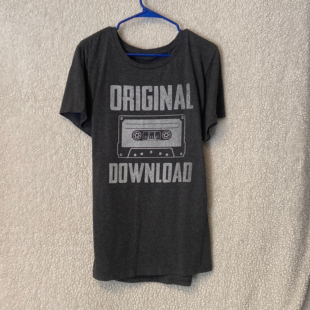 Dark gray with white lettering tee.